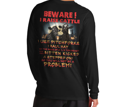 Beware i raise cattle - unisex  t-shirt , Hoodies, sweatshirt Halloween for farmer - myfunfarm