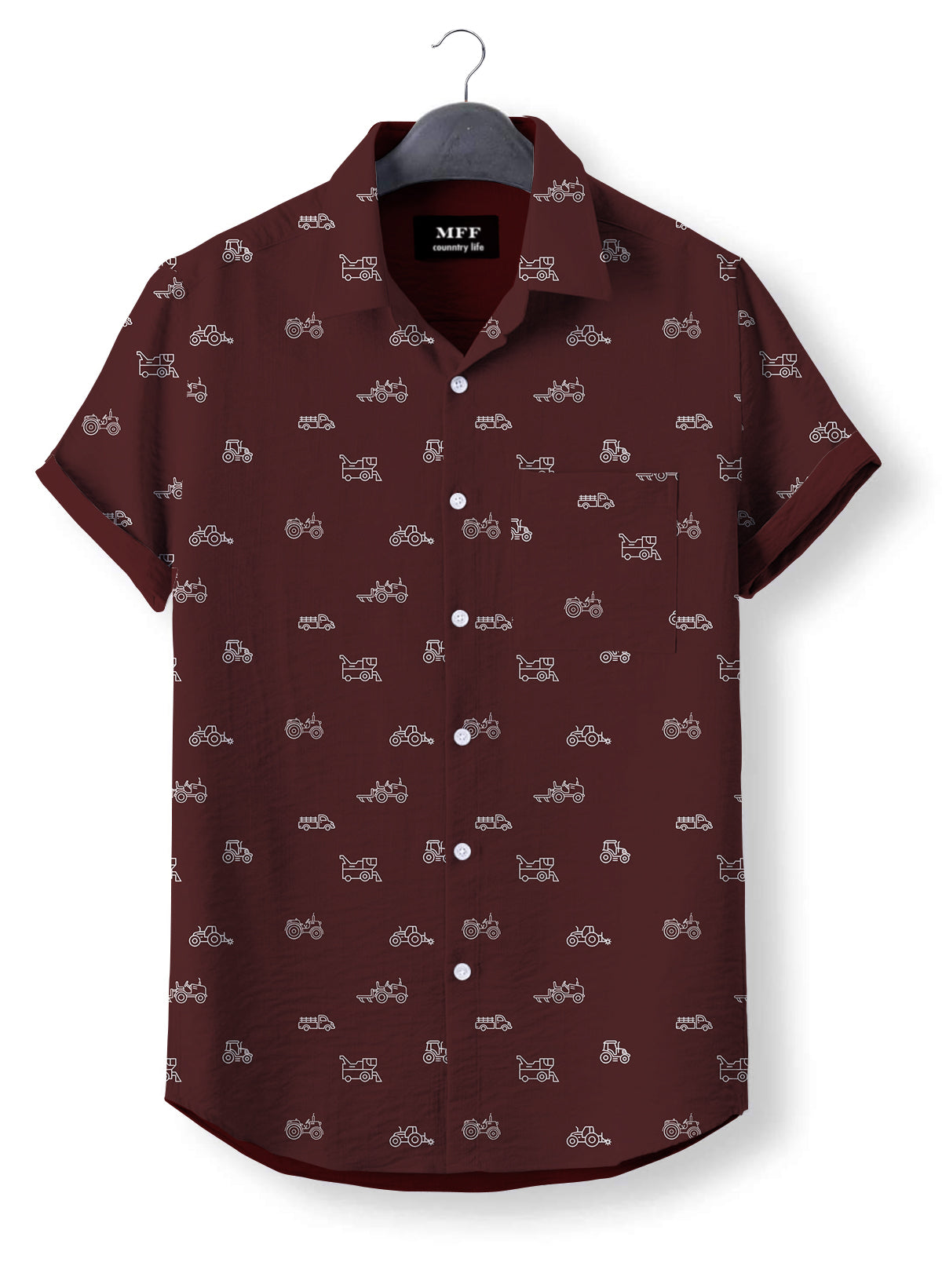 Tractor icon pattern - Button Down Shirts - myfunfarm
