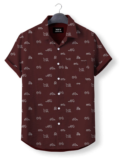 Tractor icon pattern - Button Down Shirts - myfunfarm