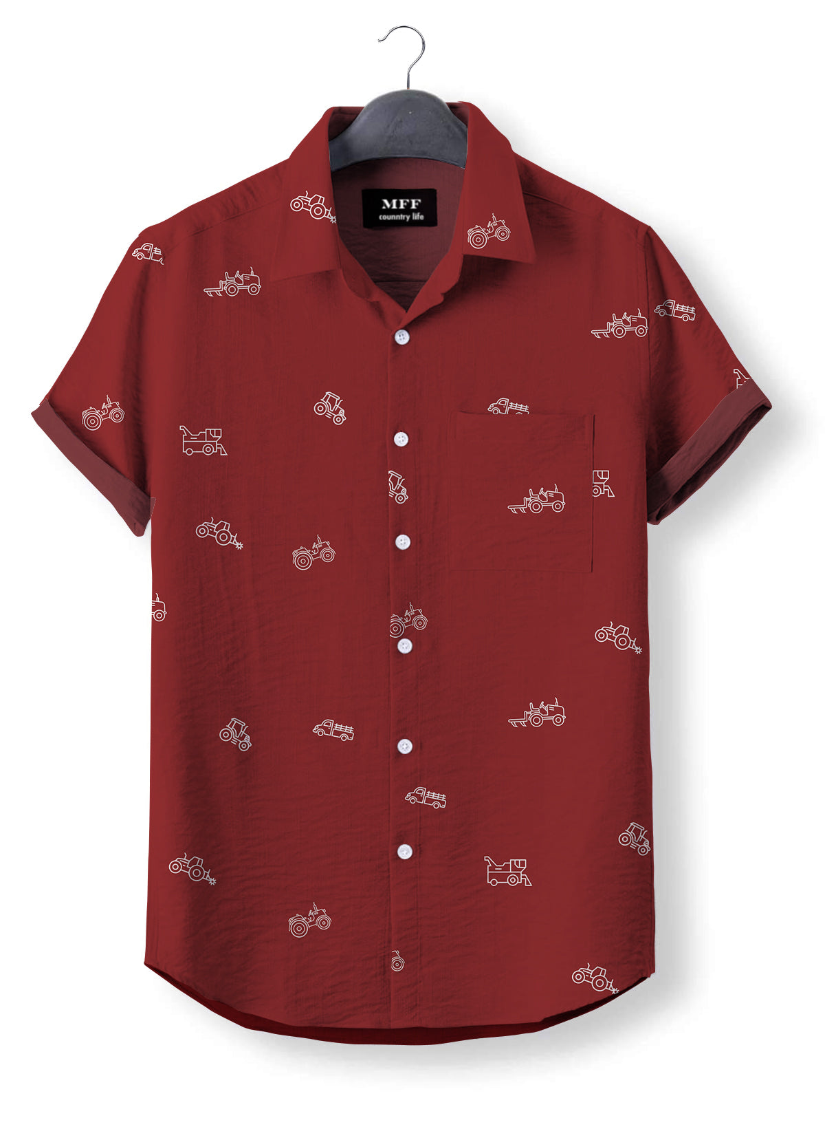 Tractor icon pattern - Button Down Shirts - myfunfarm