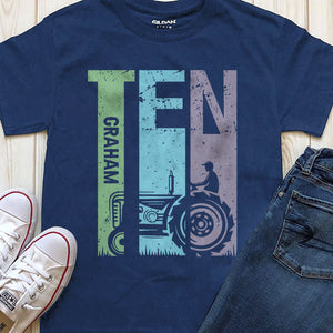 Personalized Age - Customized With Name - Cool Retro Graphic Design - Youth, Kid T-shirt