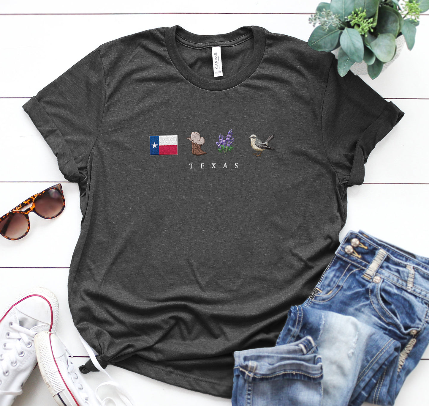 Texas Embroidered T-shirt, Sweatshirt, United States, America - myfunfarm