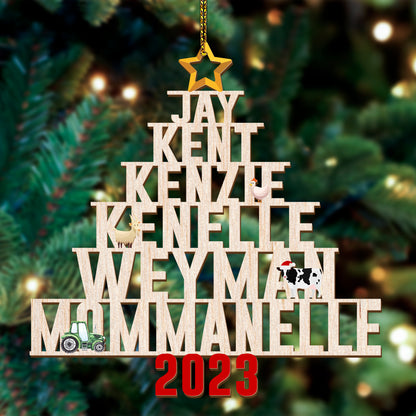 Personalized Family Farmer Names Christmas Ornament