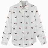 Shorthorn cattle icon pattern Women's Linen Shirts for farmers