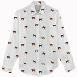 Hereford cattle icon pattern Women's Linen Shirts for farmers