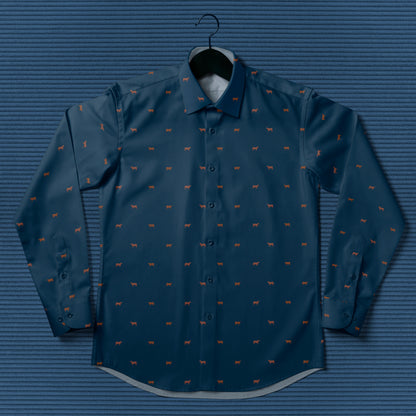 Red angus cattle icon pattern - Men's Casual Long Sleeve Shirt - myfunfarm