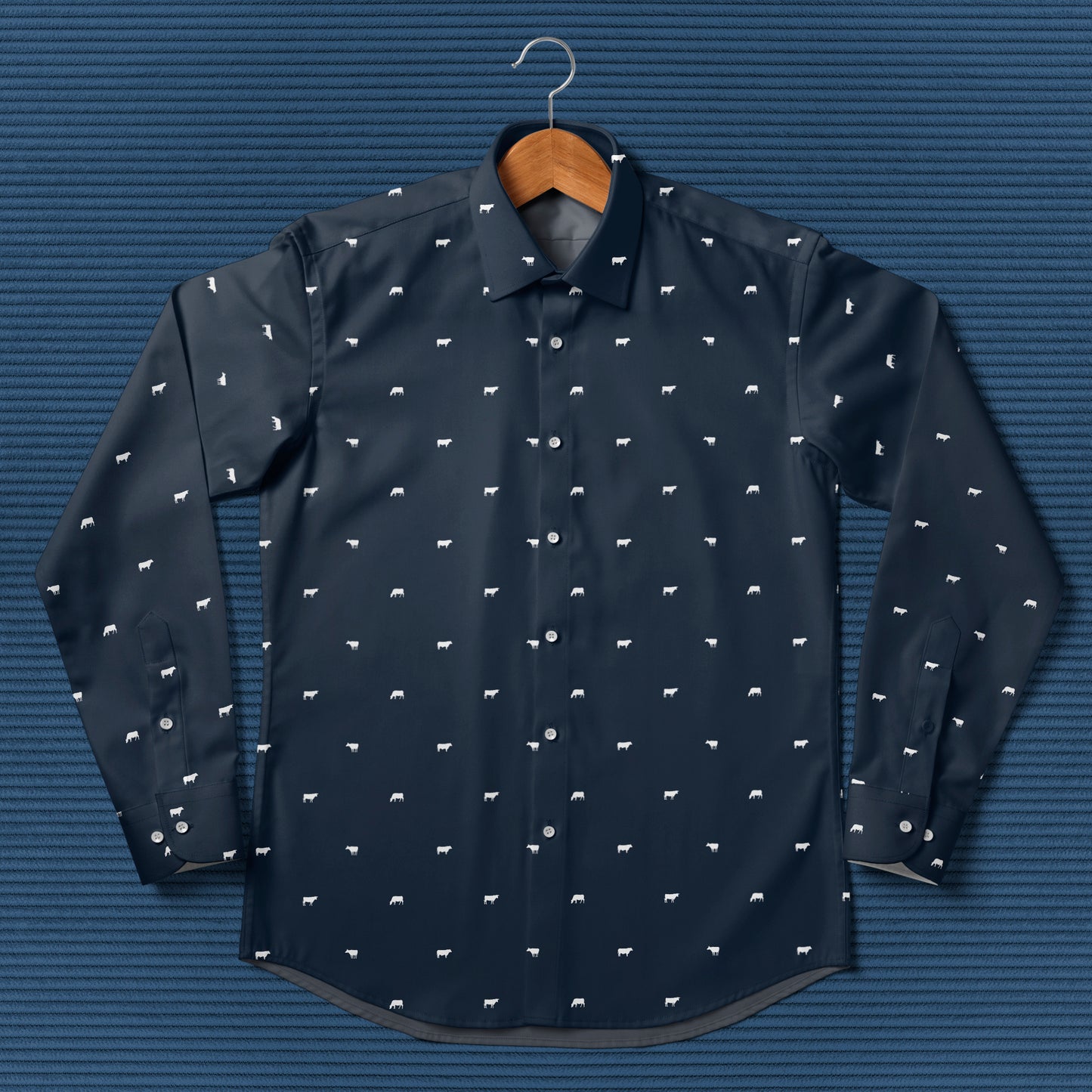 Cattle icon pattern - Men's Casual Long Sleeve Shirt - myfunfarm