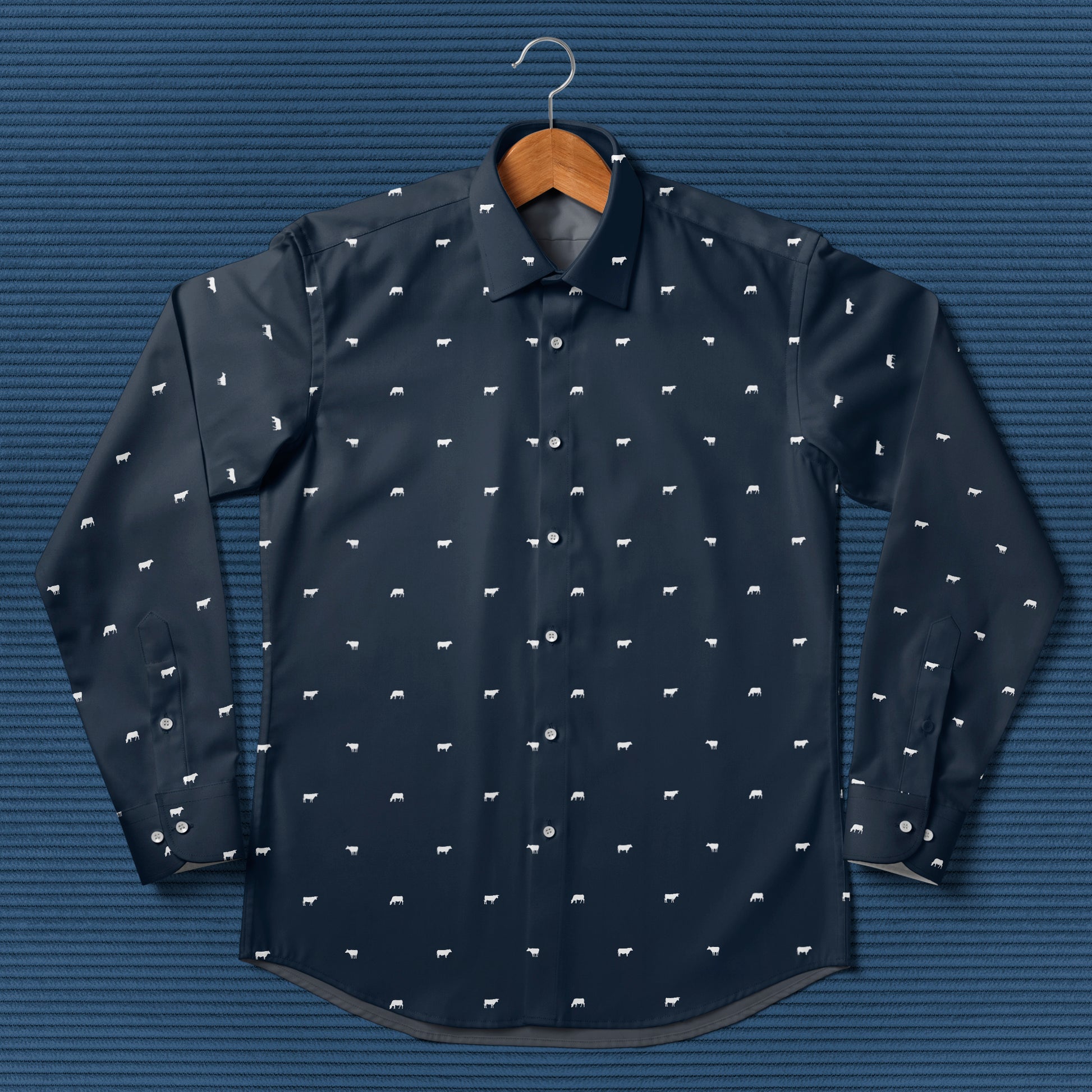 Cattle icon pattern - Men's Casual Long Sleeve Shirt - myfunfarm