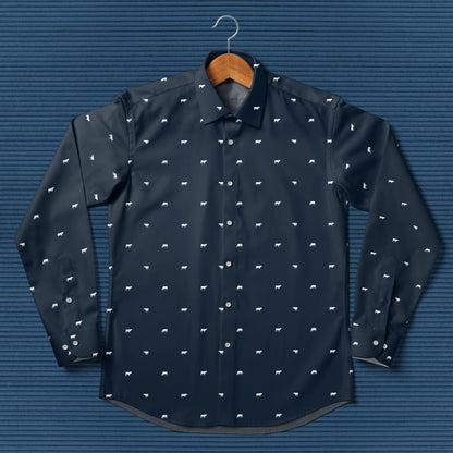 Cattle icon pattern - Men's Casual Long Sleeve Shirt - myfunfarm
