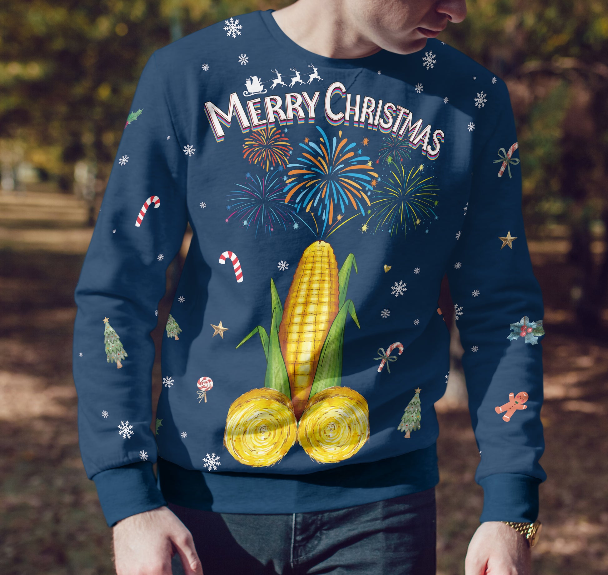 Cute Pe..s Corn Merry Christmas Unisex Hoodie, Sweatshirt for Farmer - myfunfarm