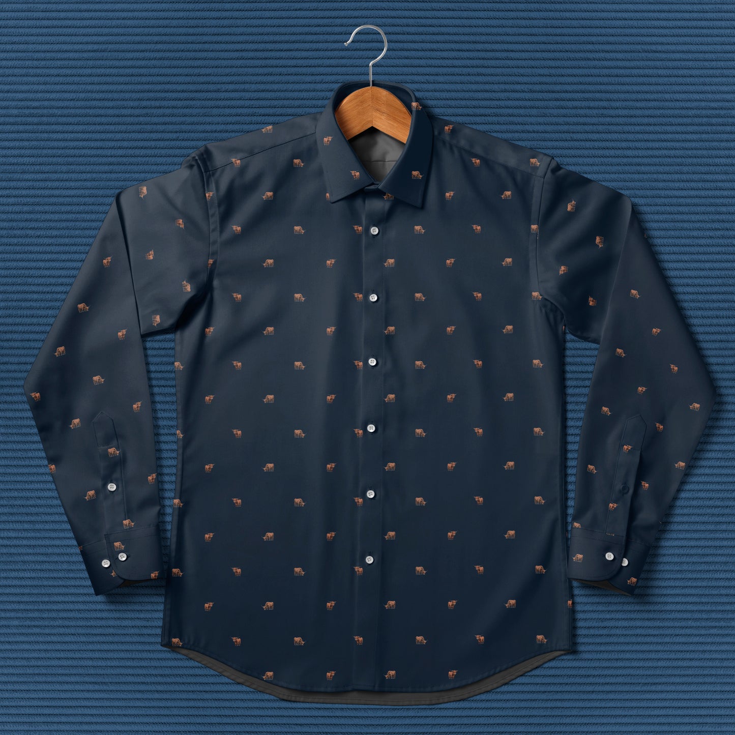 Highland cattle pattern - Men's Casual Long Sleeve Shirt - myfunfarm