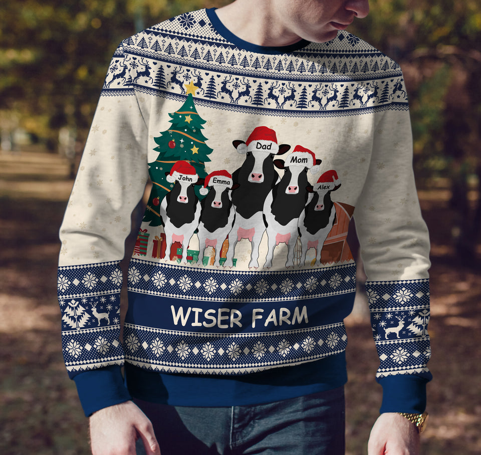 Personalized Unisex Sweatshirt, Hoodie - Merry Christmas Cow Lovers