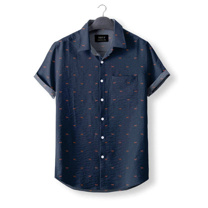 Red angus cattle icon pattern Women's Mock Linen Shirts for farmers - myfunfarm