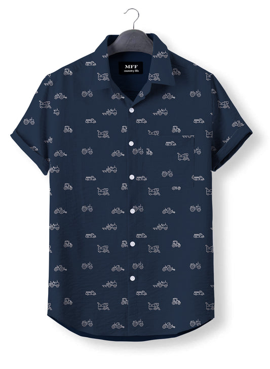 Tractor icon pattern - Button Down Shirts - myfunfarm