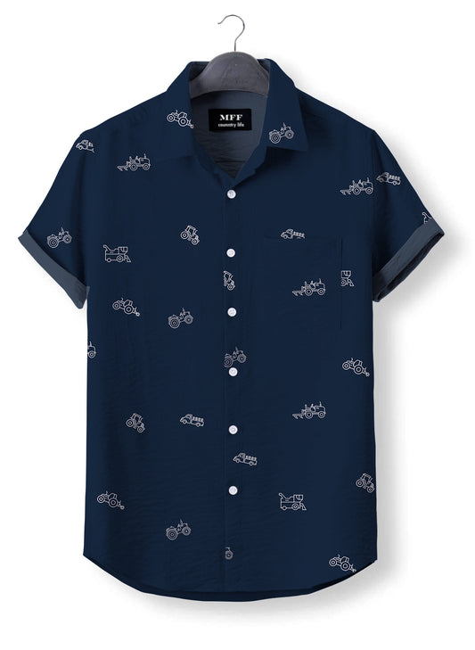 Tractor icon pattern - Button Down Shirts - myfunfarm