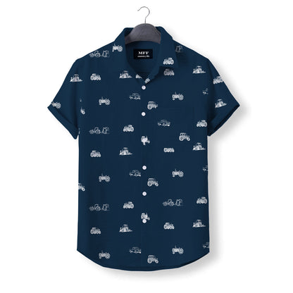 Tractors icon pattern - Button Down Shirts for farmers - myfunfarm