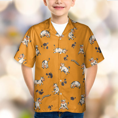 Cute Cow pattern - Hawaiian Shirt, Shorts for Kid