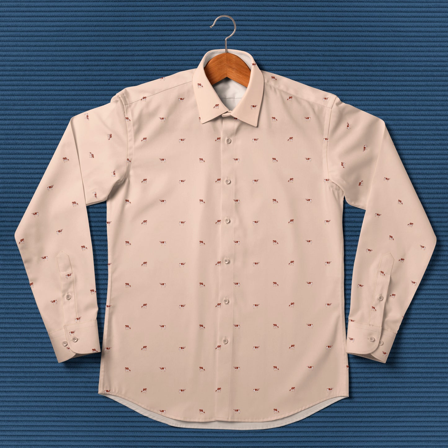 Ayrshires cattle icon pattern - Men's Casual Long Sleeve Shirt - myfunfarm