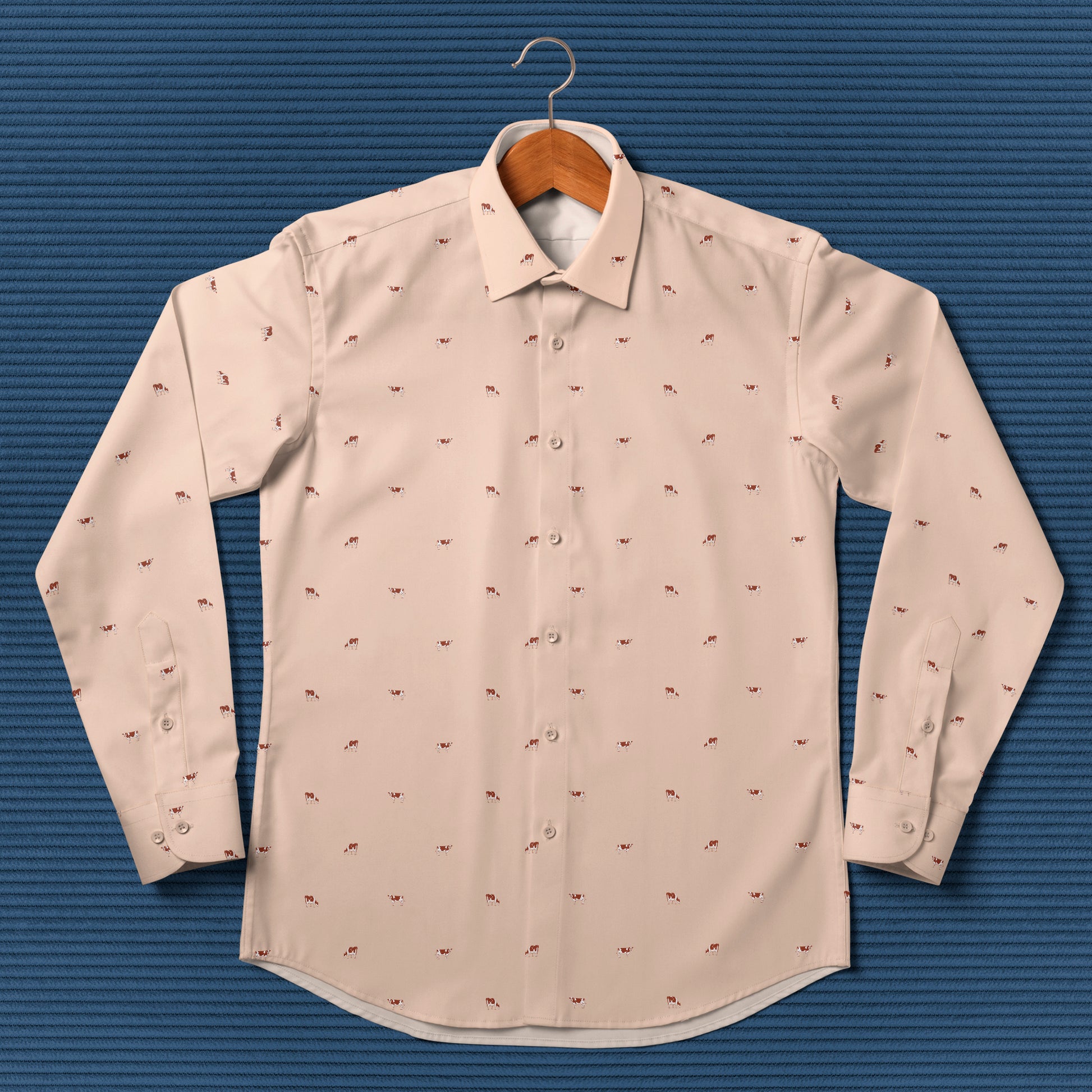 Ayrshires cattle icon pattern - Men's Casual Long Sleeve Shirt - myfunfarm