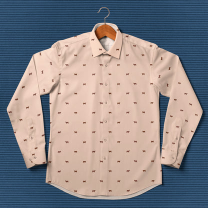 Red angus cattle icon pattern - Men's Casual Long Sleeve Shirt - myfunfarm
