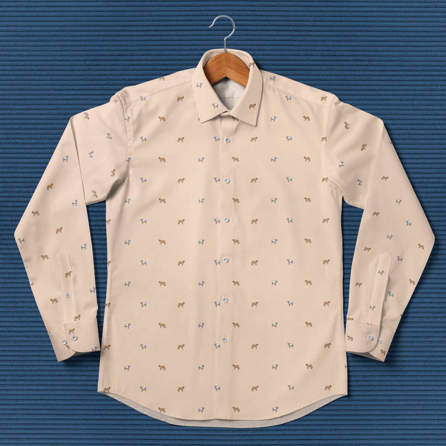 Brahman cattle icon pattern - Men's Casual Long Sleeve Shirt - myfunfarm