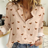 Rhode Island Red Chicken pattern Women's Mock Linen Shirts