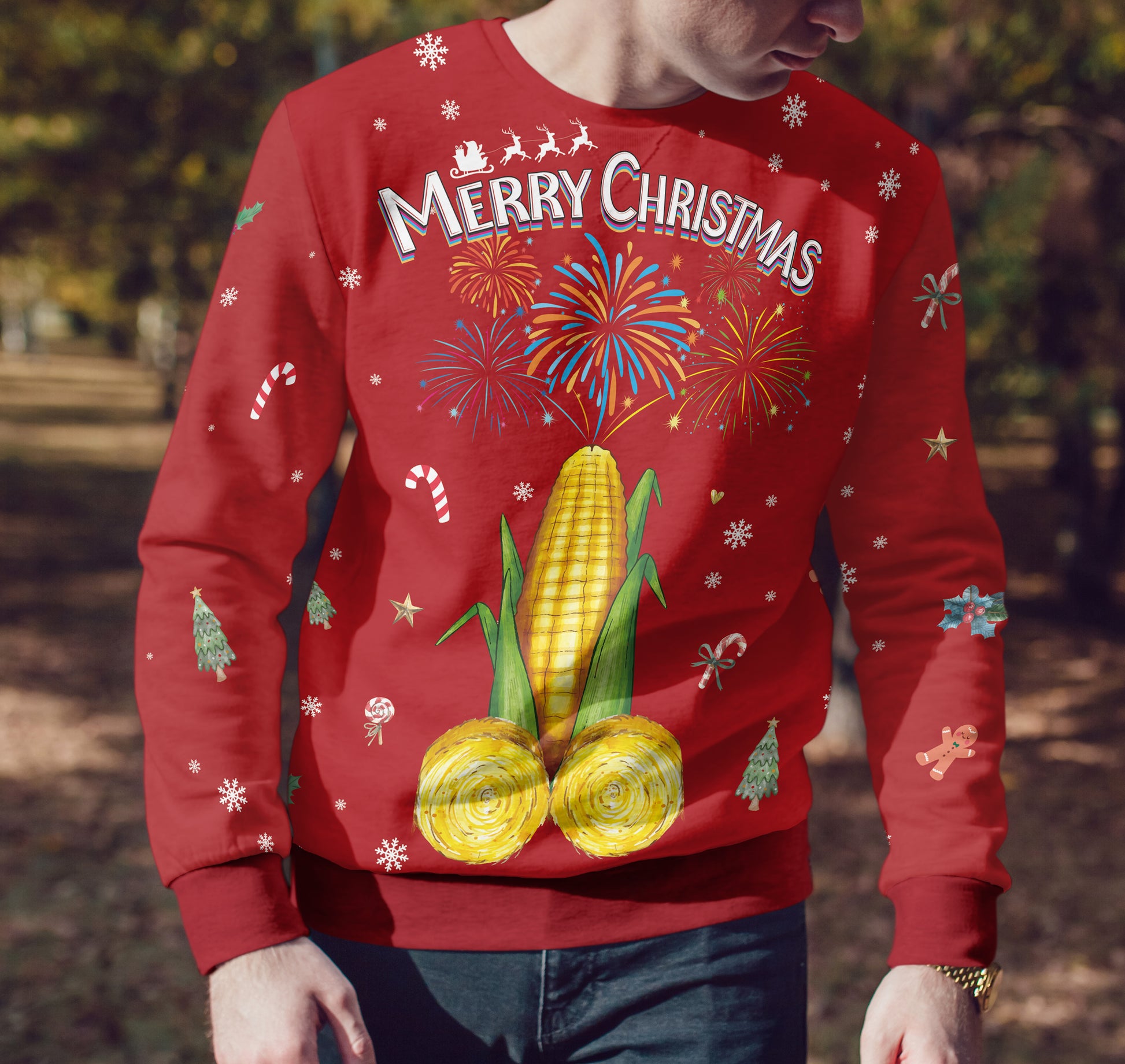 Cute Pe..s Corn Merry Christmas Unisex Hoodie, Sweatshirt for Farmer - myfunfarm