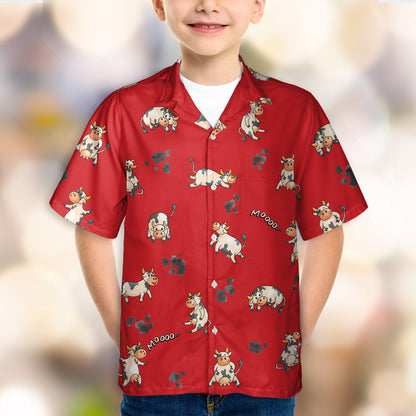 Cute Cow pattern - Hawaiian Shirt, Shorts for Kid