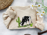 Cute Cow Embroidered Sweatshirt, Hoodie, T-shirt, Gift for Cow Lover