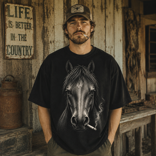 Smoking Horse Unisex T-Shirt,  Funny Comfort Colors Shirt for Horse Lovers