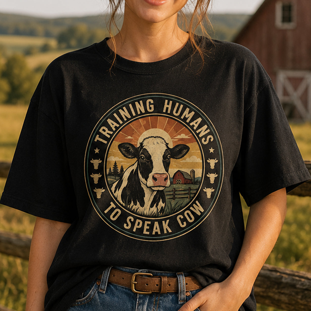 Training humans to speak cow - Unisex T-Shirt - myfunfarm