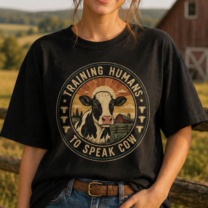 Training humans to speak cow - Unisex T-Shirt - myfunfarm