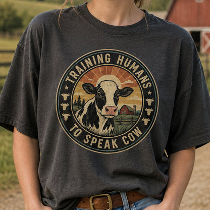Training humans to speak cow - Unisex T-Shirt - myfunfarm