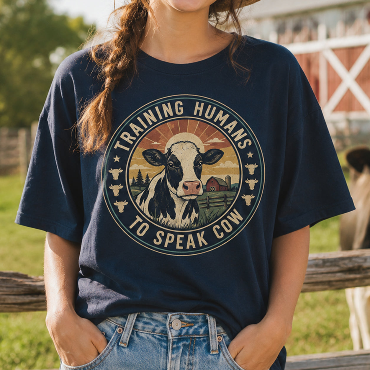 Training humans to speak cow - Unisex T-Shirt - myfunfarm