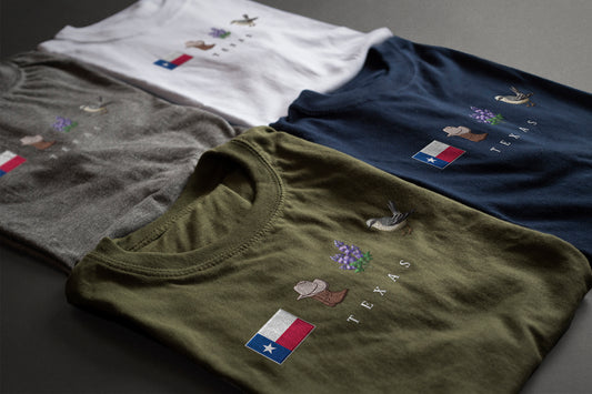 Texas Embroidered T-shirt, Sweatshirt, United States, America - myfunfarm