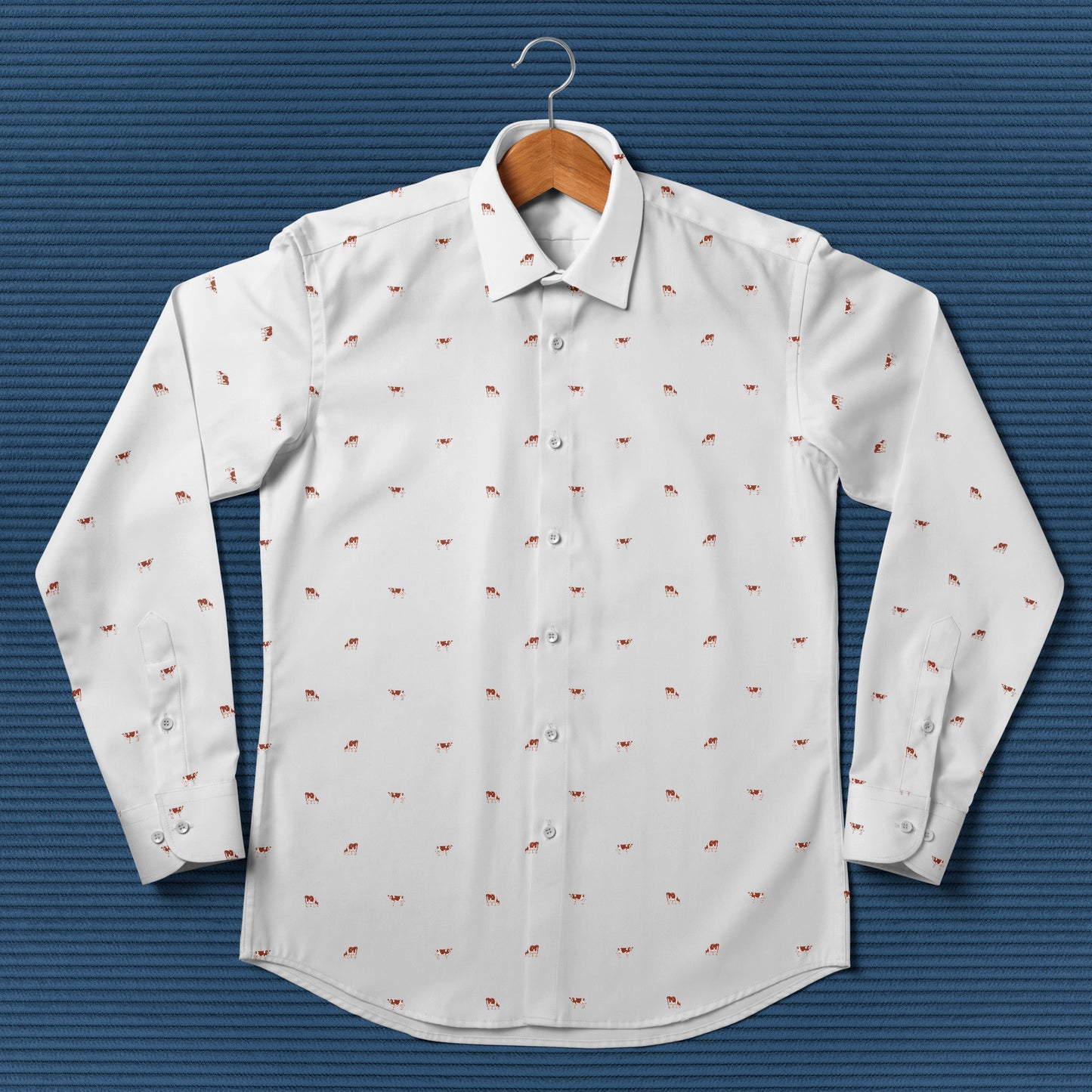 Ayrshires cattle icon pattern - Men's Casual Long Sleeve Shirt - myfunfarm