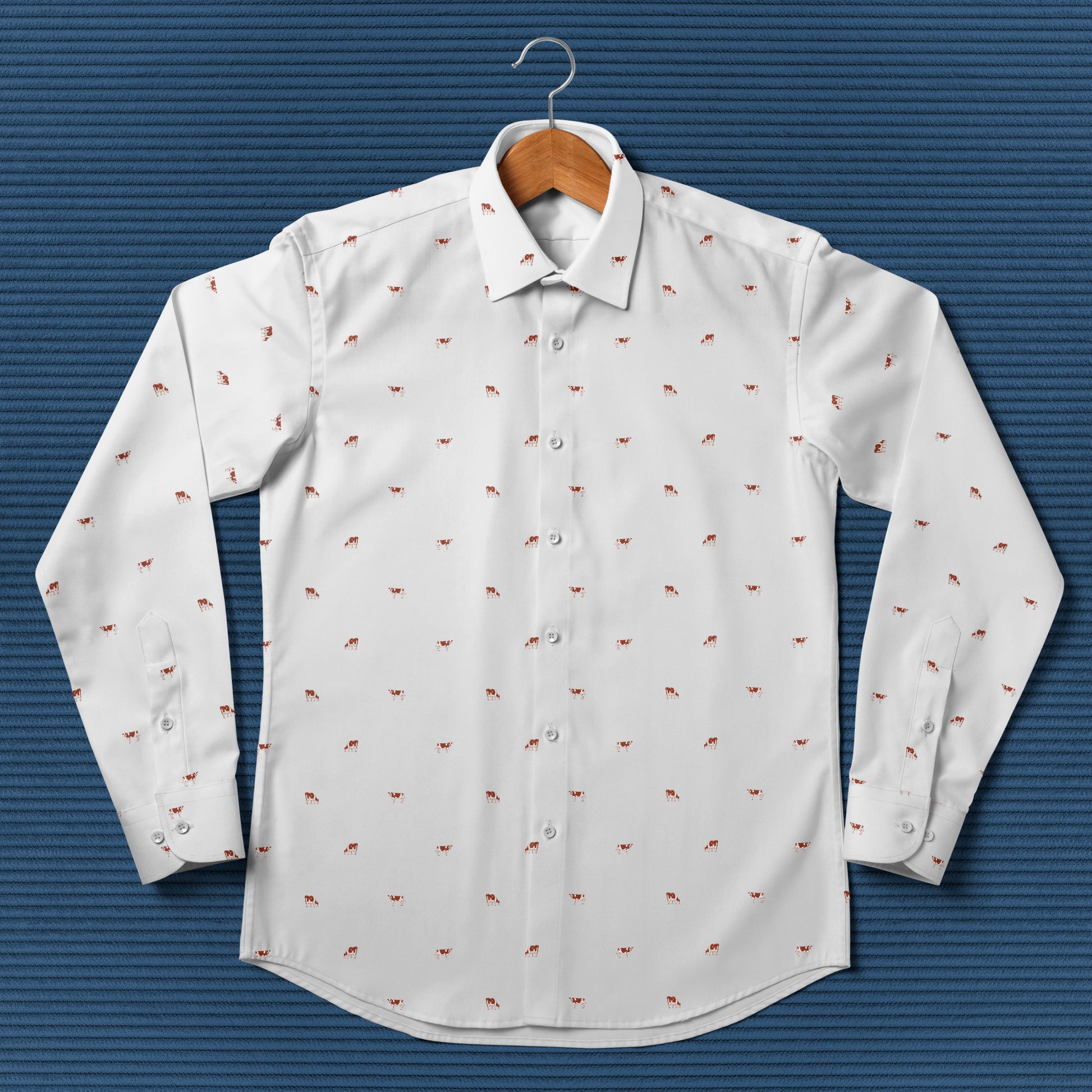 Ayrshires cattle icon pattern - Men's Casual Long Sleeve Shirt - myfunfarm