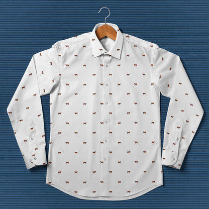 Red angus cattle icon pattern - Men's Casual Long Sleeve Shirt - myfunfarm