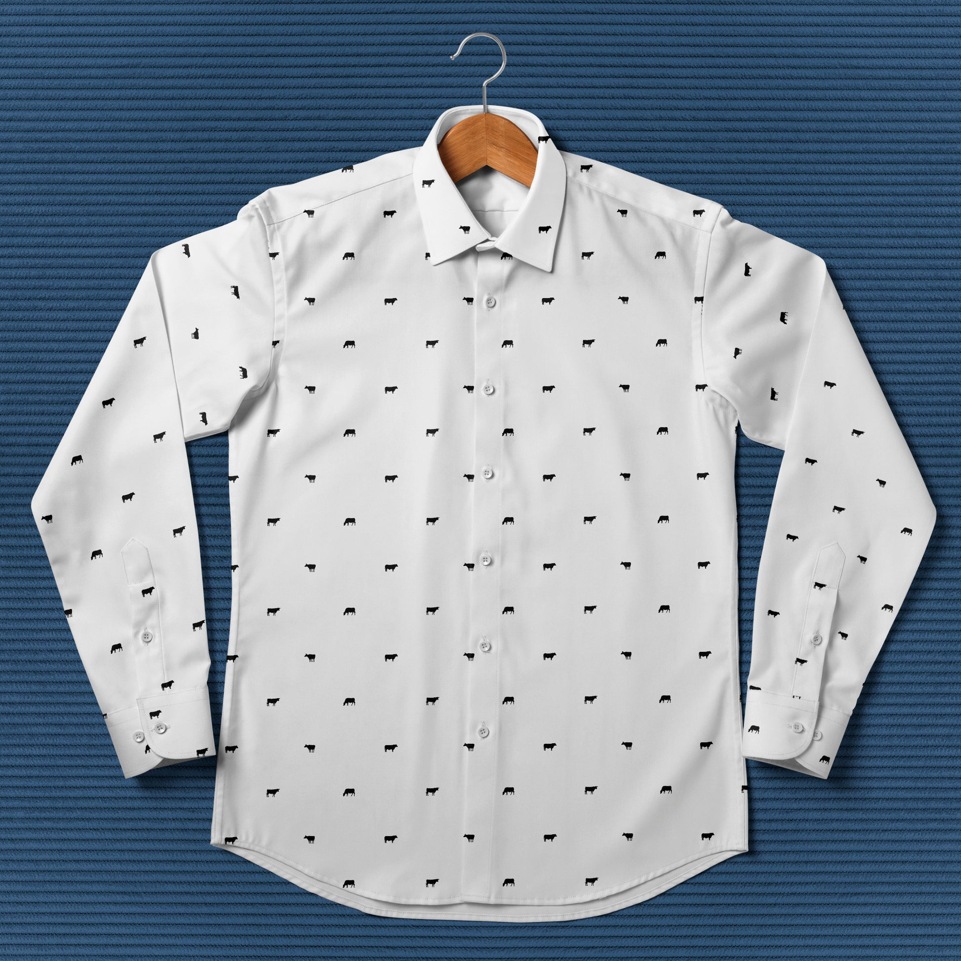 Cattle icon pattern - Men's Casual Long Sleeve Shirt - myfunfarm