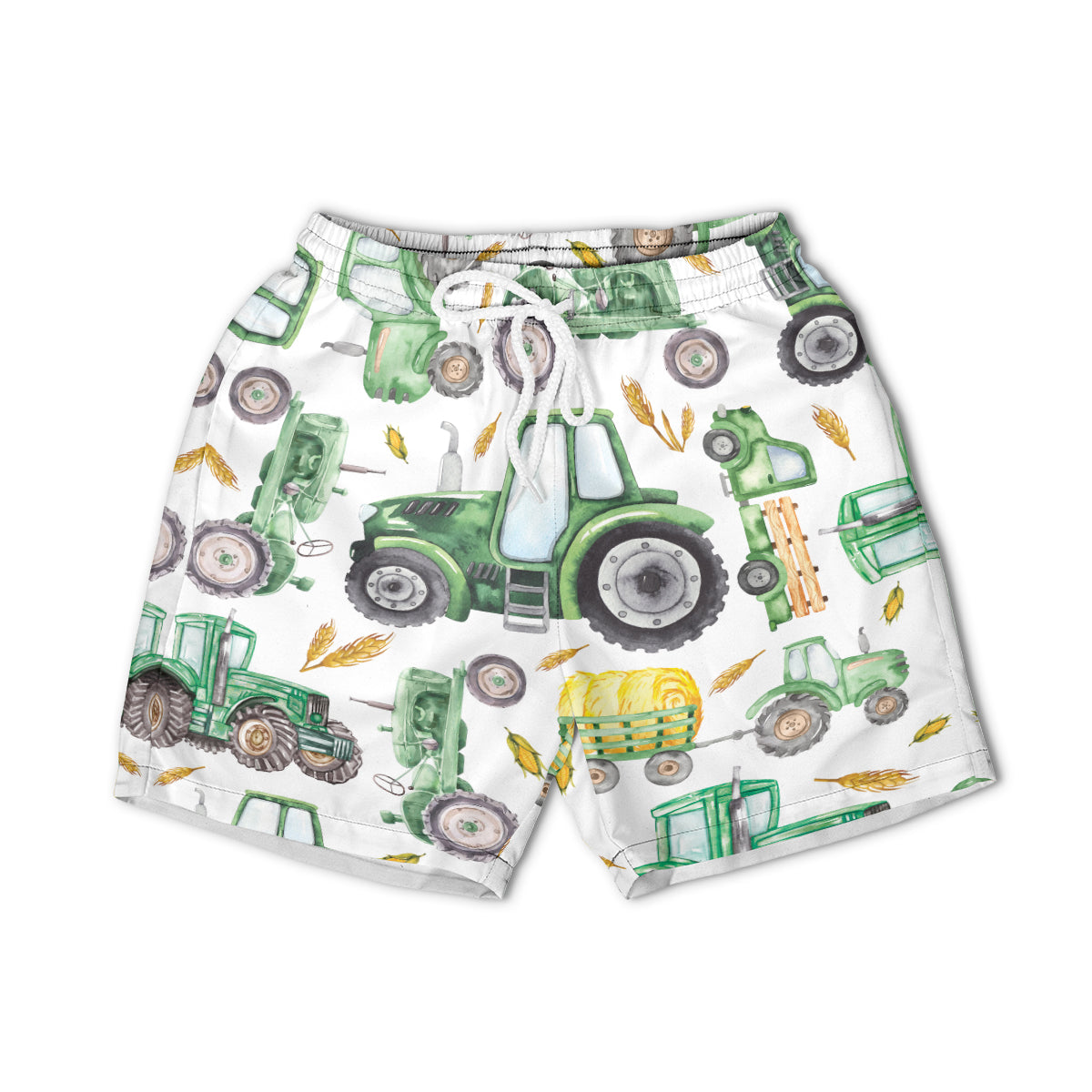 Cute Green Tractor pattern - Hawaiian Shirt, Shorts for Kid