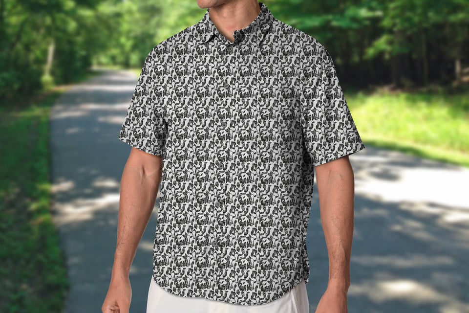 Cow pattern - Men's Linen Short Sleeve Shirt for farmers