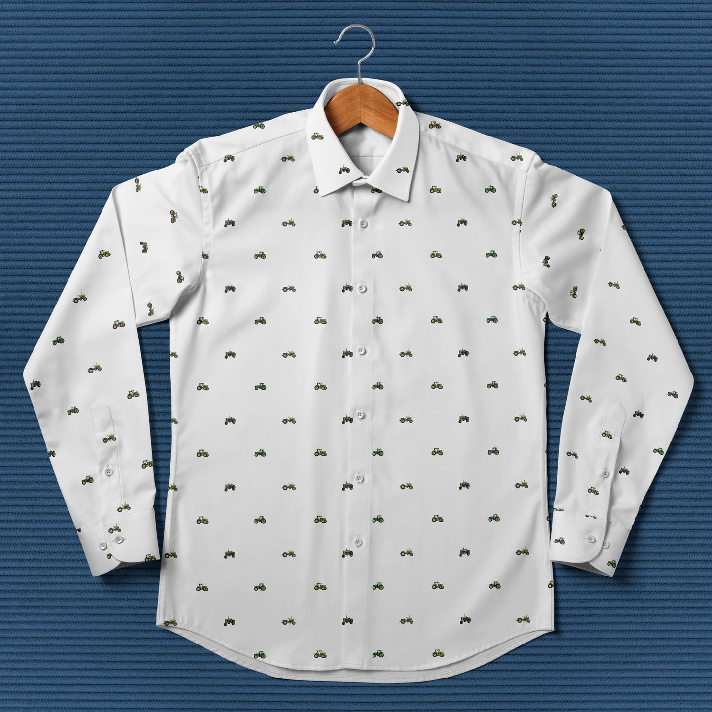 Tractor pattern - Men's Casual Long Sleeve Shirt - myfunfarm
