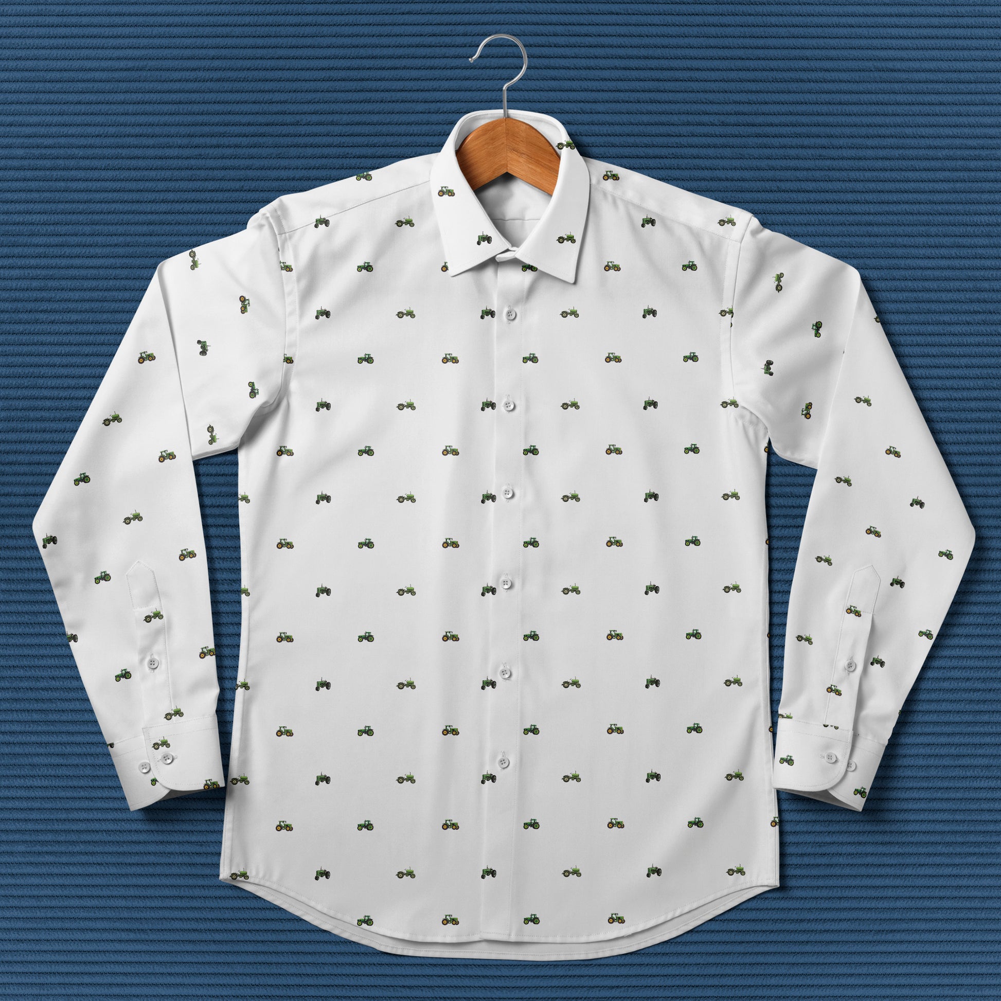 Tractor pattern - Men's Casual Long Sleeve Shirt - myfunfarm