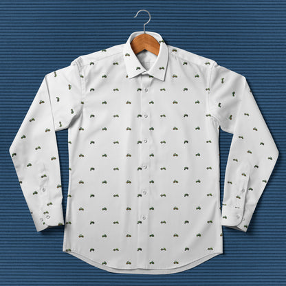 Tractor pattern - Men's Casual Long Sleeve Shirt - myfunfarm