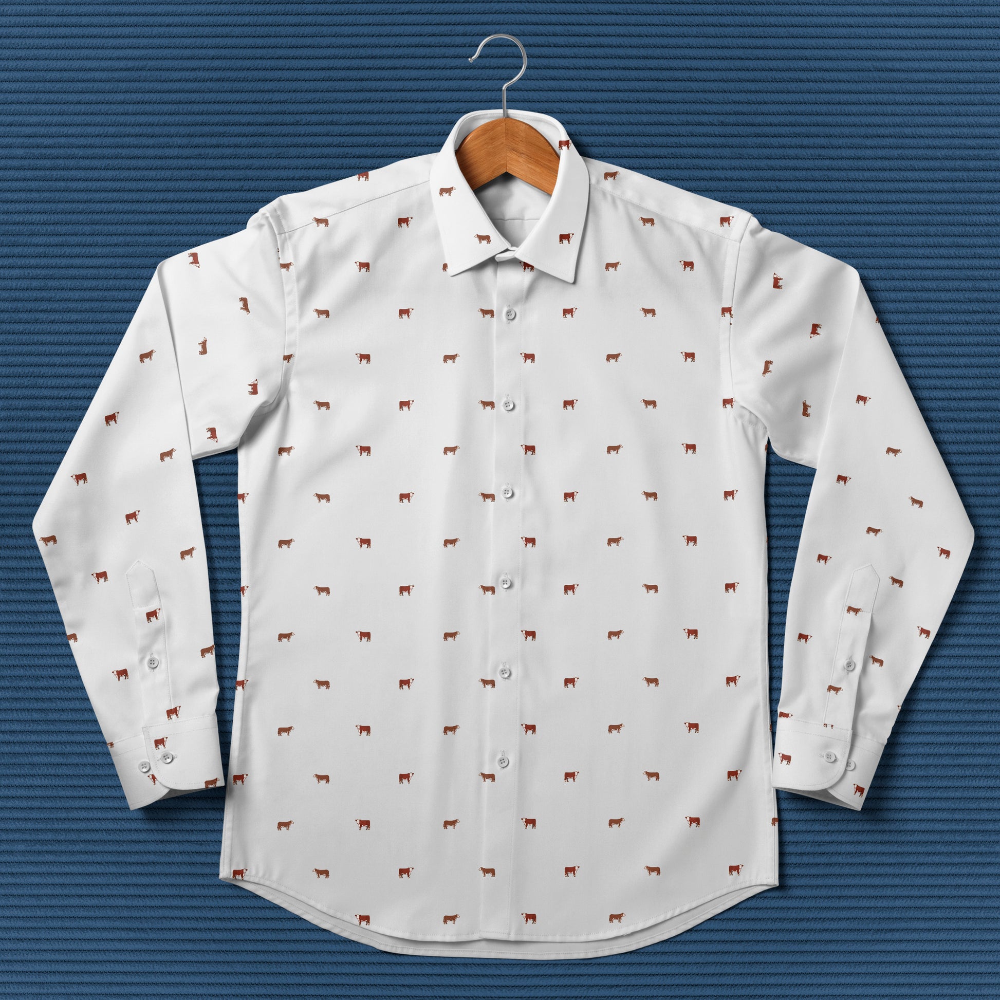 Hereford cattle icon pattern Women's Mock Linen Shirts for farmers - myfunfarm