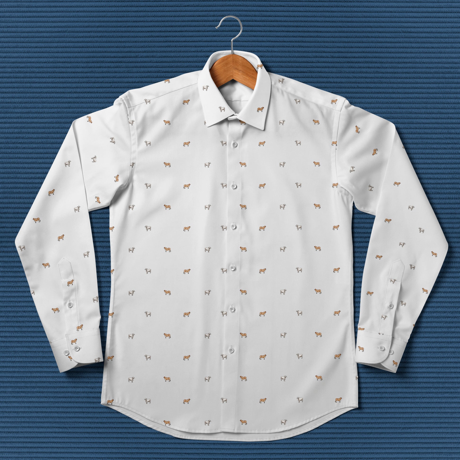 Brahman cattle icon pattern - Men's Casual Long Sleeve Shirt - myfunfarm