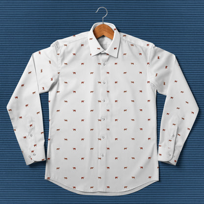 Hereford cattle icon pattern - Men's Casual Long Sleeve Shirt - myfunfarm