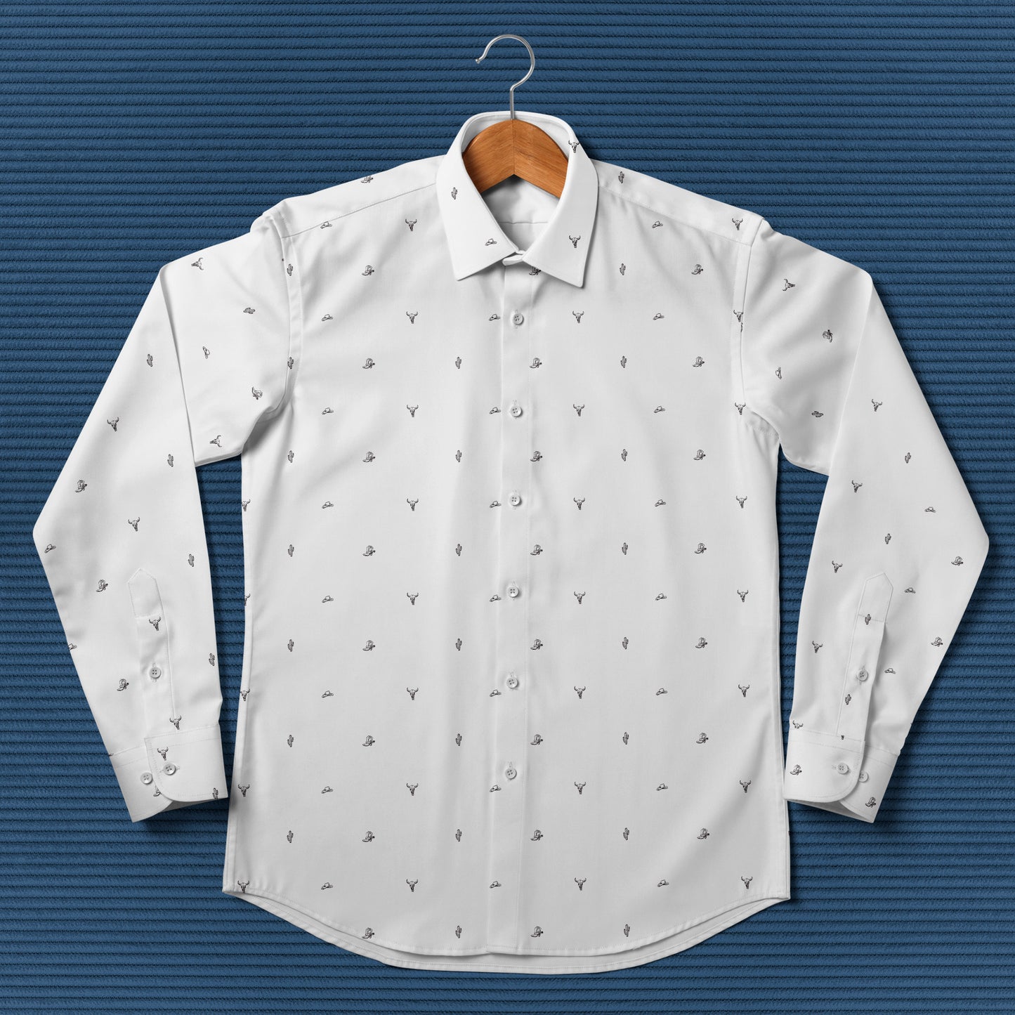 Texas Western pattern - Men's Casual Long Sleeve Shirt - myfunfarm