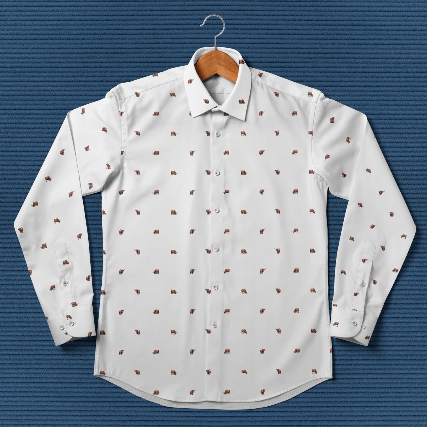 Highland cattle pattern - Men's Casual Long Sleeve Shirt - myfunfarm