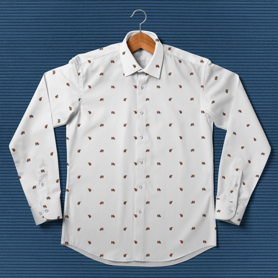 Highland cattle pattern - Men's Casual Long Sleeve Shirt